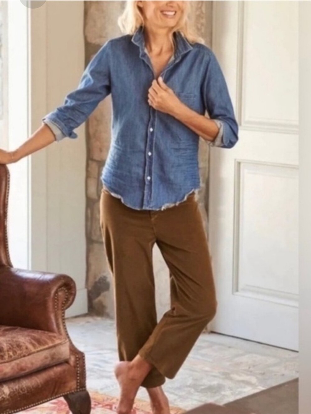 Frank & Eileen Pants Kinsale in Chestnut Brown Corduroy. Size 6 - Picture 11 of 11